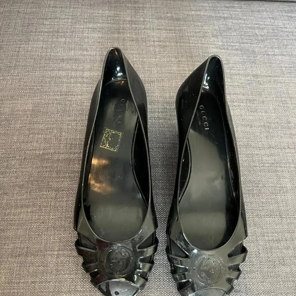 Vintage Gucci Black Jelly‎ Wedge - Picture 2 of 8